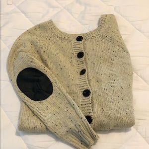 Button back sweater with elbow patches